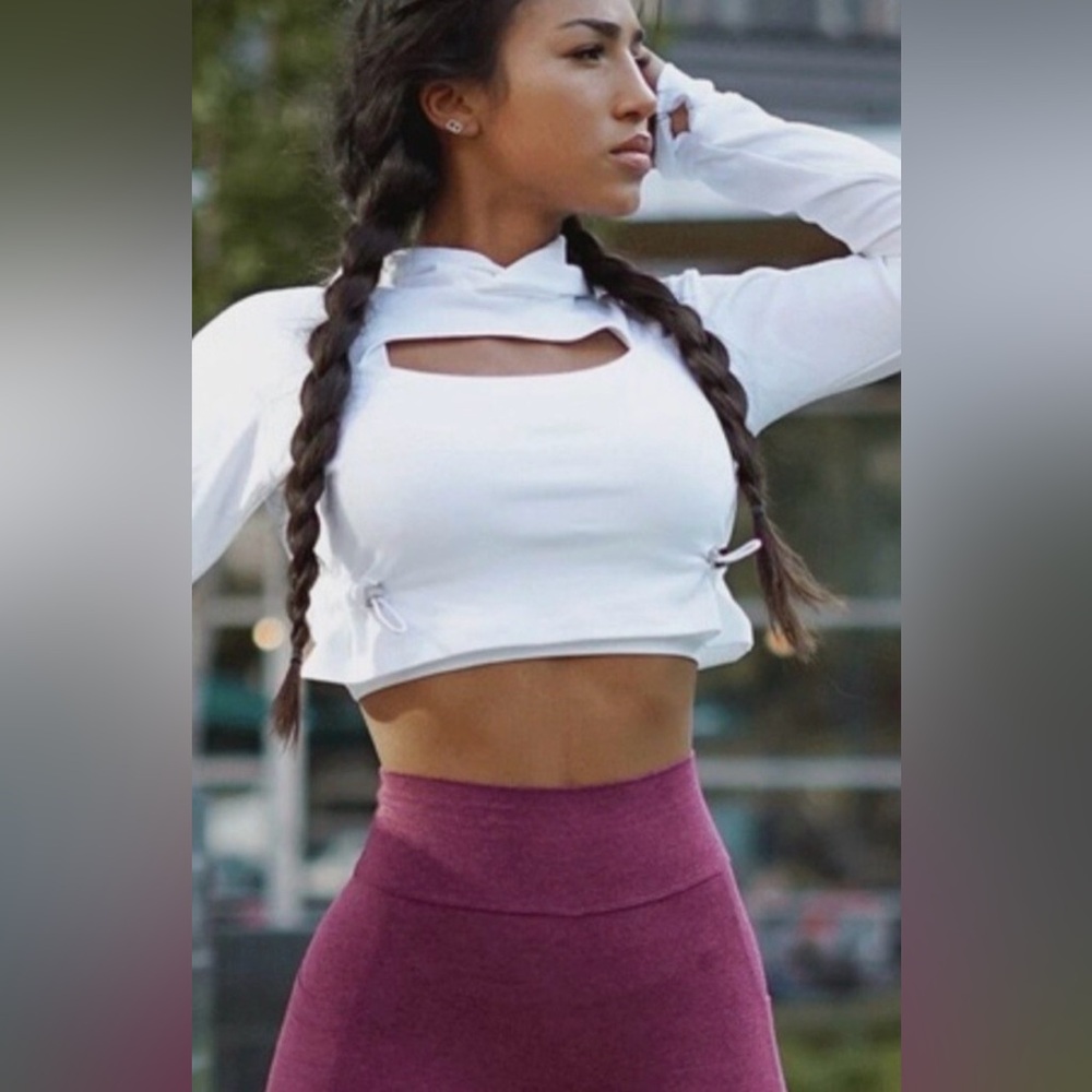 Bombshell Sportswear White Cutout Hoodie Crop Top